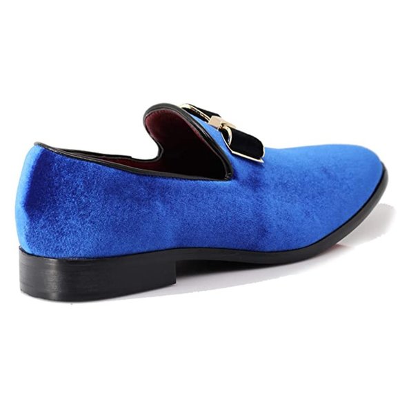 Men\'s Vintage Bow Tie Velvet Dress Loafers Slip On Fashion Shoes Classic Tuxedo
